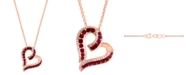 EFFY Collection EFFY&reg; Ruby (3/4 ct. t.w.) & Diamond (1/8 ct. t.w.) Heart 16" Pendant Necklace in 14k Rose Gold